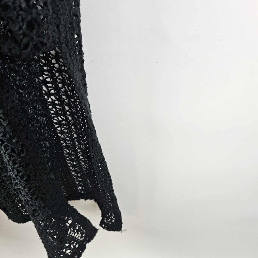 F&F Black Cotton Crochet Dress XL Sleeveless Openweave Sheer Dress Side Slits - Picture 6 of 10